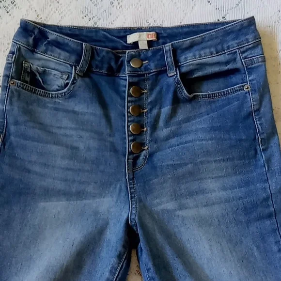 Gianni Bini 5 Pocket Button Fly Flare Leg Denim Jeans Size 7 - Picture 3 of 11